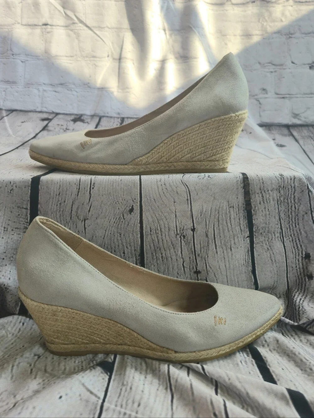 Viscata U Cut Espadrille Wedges- Grey Suede